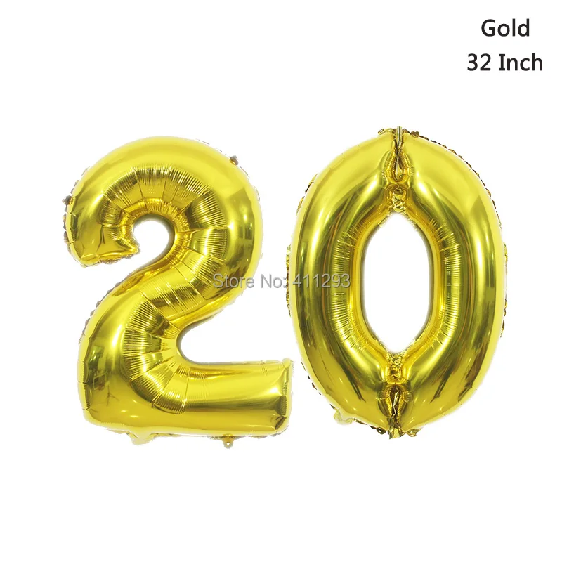 20 день рождения шар с днем рождения баннер номер 20 шарики в форме цифр шарики для вечеринки золотой черный день рождения украшения