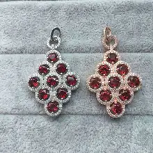 Натуральный красный гранат камень кулон S925 Серебряный натуральный драгоценный камень кулон Цепочки и ожерелья модный роскошный большой круглый женские вечерние ювелирные изделия