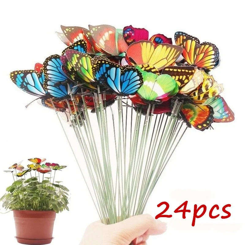 Bunch of Butterflies Garden Yard Planter Colorful Whimsical Butterfly Stakes Decoracion Outdoor Decor Flower Pots Decoration