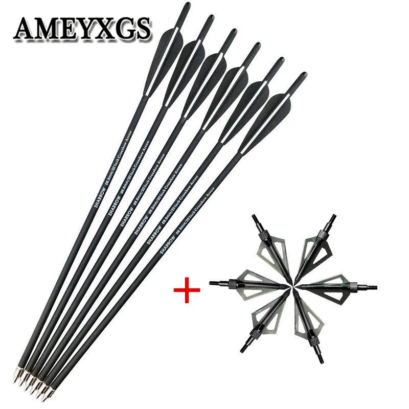 

12pcs 20" Archery Crossbow Bolts Arrows With 100 Grain Hunting Tips Arrowheads Broadheads For Outdoor Shooting Accessories