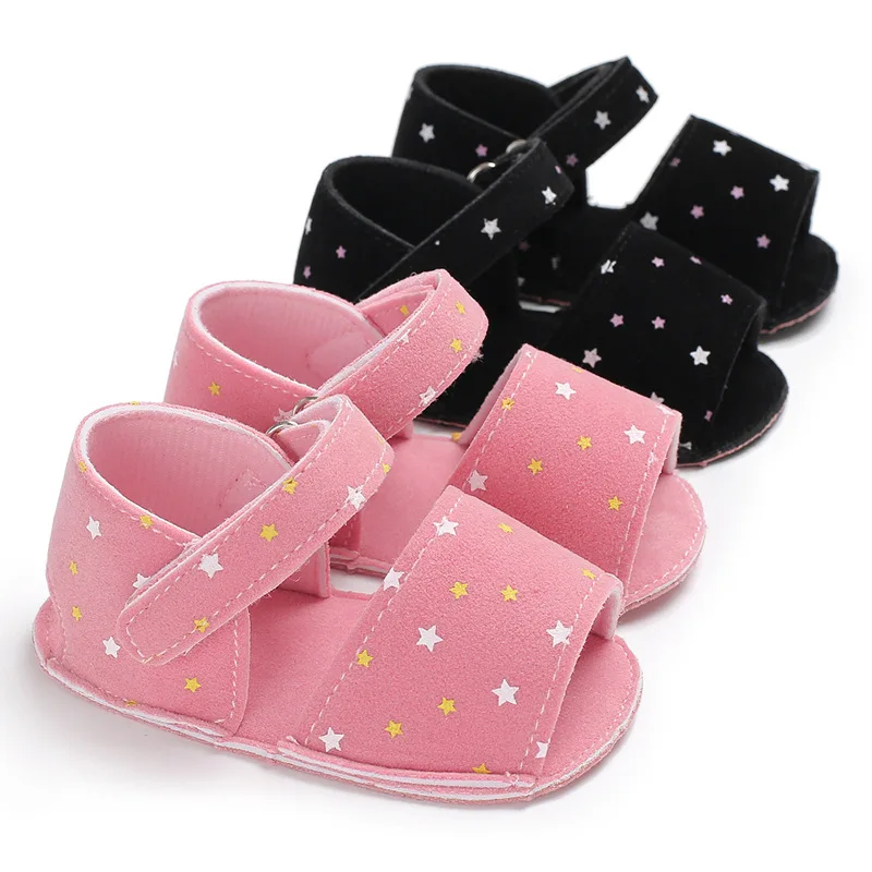 Младенческой Одежда для детей; малышей; девочек повседневная обувь летние пляжные сандалии с принтом со звездой однотонная без каблука с