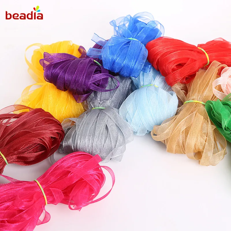 Organza Ribbon 20 yards/bag 6mm For Wedding Gift Wrapping Decoration Christmas Ribbons