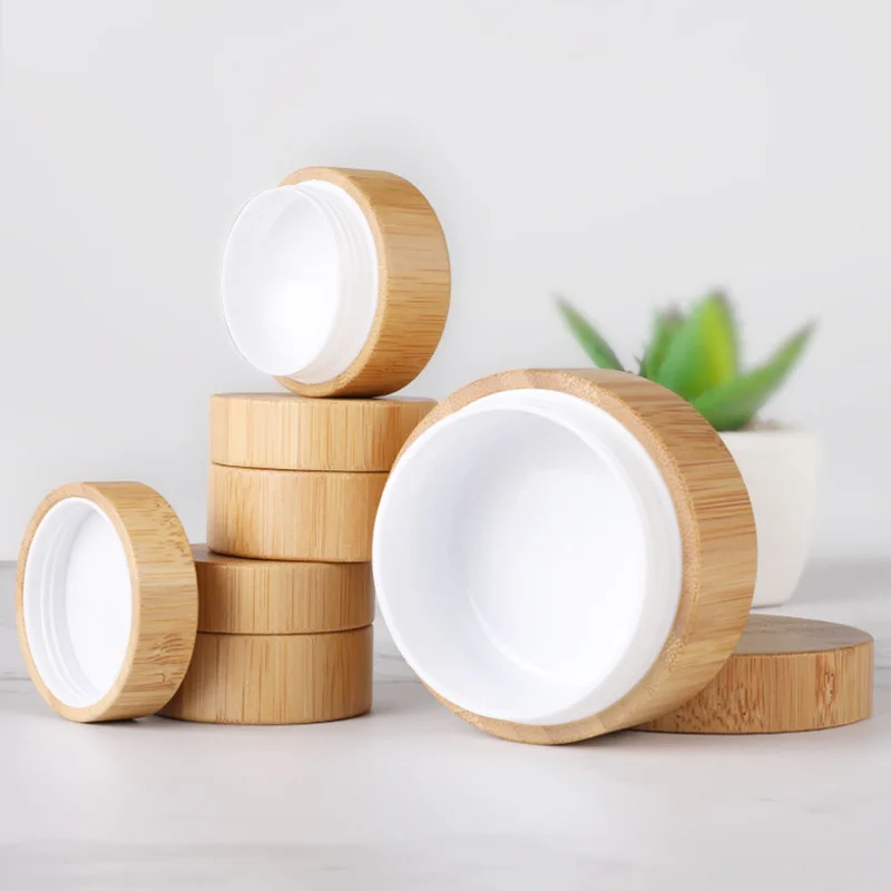  5ml 10ml 30ml Natural Bamboo Refillable Bottle Cosmetics Jar Box Makeup Cream Storage Pot Container