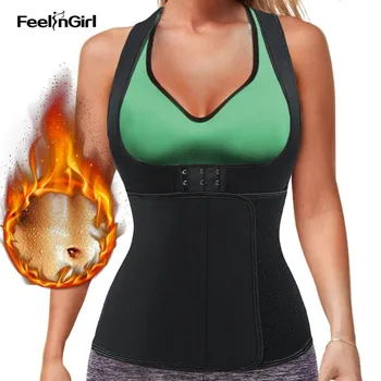 

FeelinGirl Neoprene Body Shapers Sauna Sweat Waist Trainer Fitness Sweatshirt Top Vest Workout Corset Modeling Belt