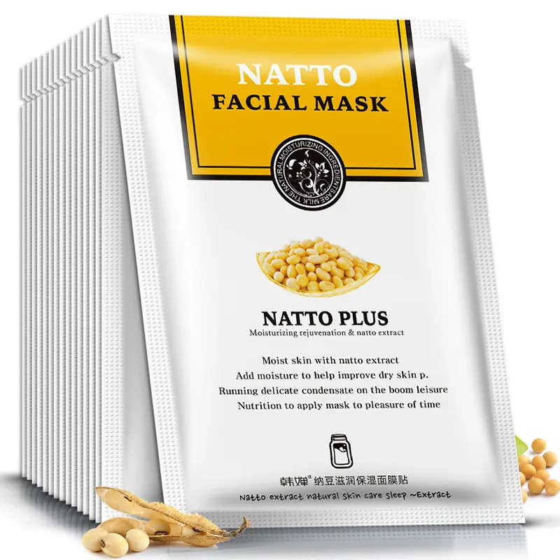 

HanChan 1Pcs Natto extract Facial Mask Moisturizing Oil Control Blackhead Remover Wrapped Mask Face Mask anti-aging Skin Care