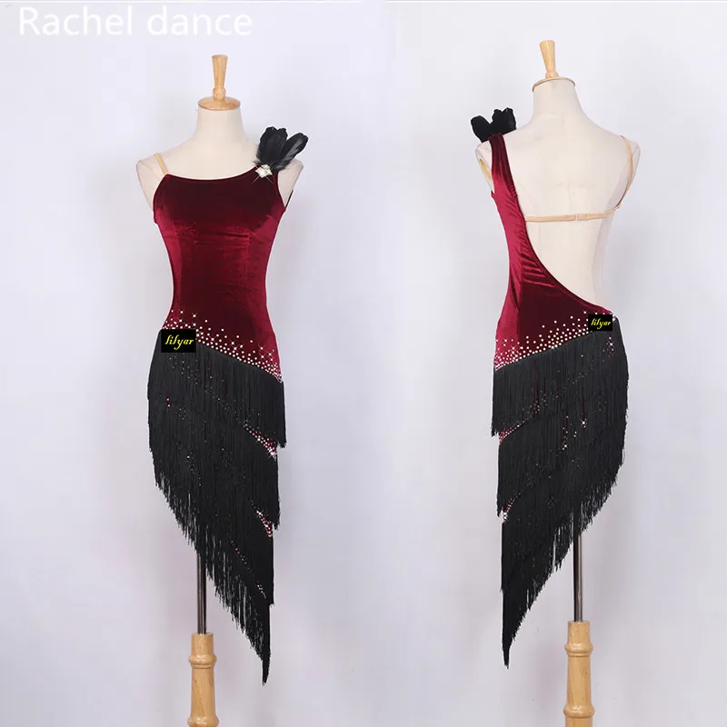 

2018 Latin Dance Dress Women Girls Fringe Style Back Opening Cha-Cha Salsa Samba Tango Competition Costume Tassel Lady Dance Top