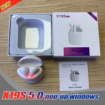 

50PCS 2019 Wholesale X19S TWS Wireless Earphones in ear Earbuds Bluetooth V5.0 Sports earphones with Mic For Smartphone Free DHL
