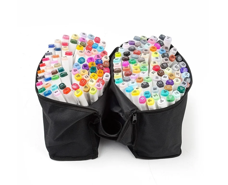 Marcador de Ponta Caneta de Desenho Cabeça à Base de Álcool Caneta + Bolsa do Lápis Toque Novo Esboço Conjunto Dupla Gráfico Artista Arte Marcador 168 Cor 6 Artista Dupla Cabeça À base De Álcool
