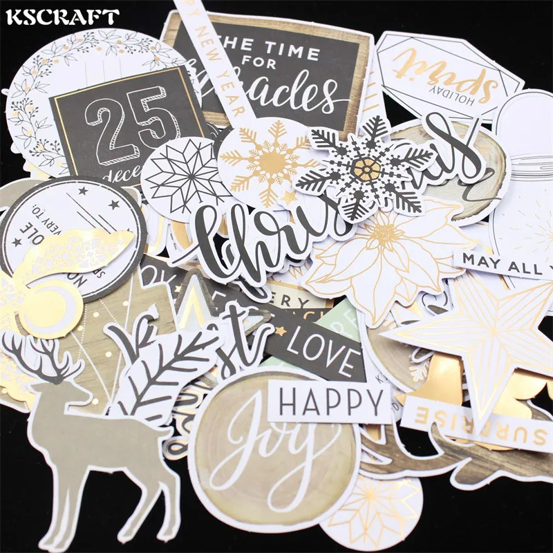 

KSCRAFT 116pc Merry Christmas Cardstock Die Cuts for Scrapbooking Happy Planner/Card Making/Journaling Project