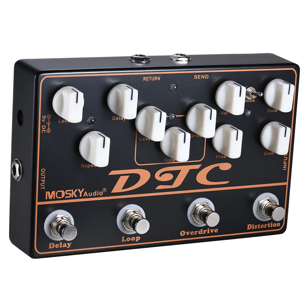 MOSKY DTC 4-в-1 Электрогитары для создания спецэффектов искажения+ Overdrive+ петли+ задержки