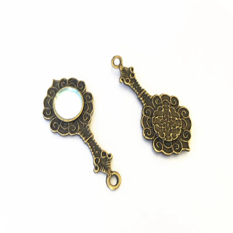 

10Pcs/Lot 18mmx38mm Antique bronze mirror Mini pendant Necklace Pendant DIY Charm Vintage Mini Charm connector