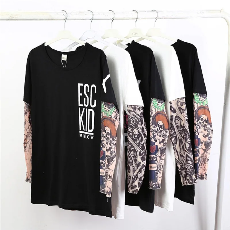 Schädel Tattoo Mann T-Shirts 100% Baumwolle Frauen T-shirts Hip Pop Erwachsene Kleidung Mama Papa Jersey Familie Tops Langarm kostüme