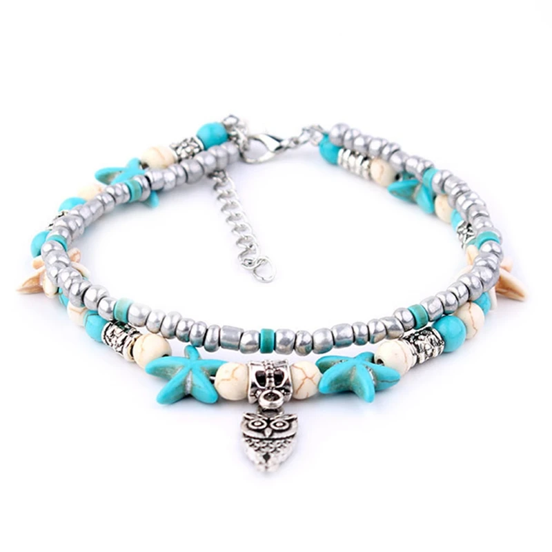 

New Design Shell Anklet Beads Starfish Anklets For Women Multi Layer Handmade Bohemian Leg Jewelry Gift