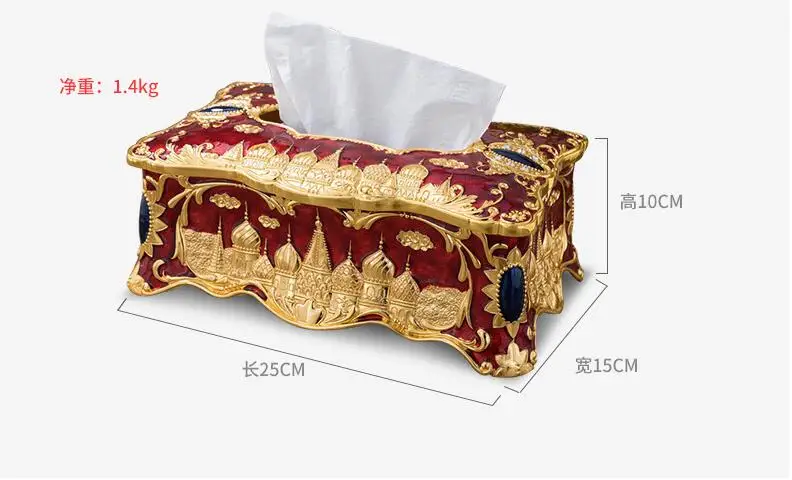 Роскошный большого размера металлический коробки ткани держатель кухня для папиросной бумаги держатель для салфеток золотая ткань коробка ZJH069