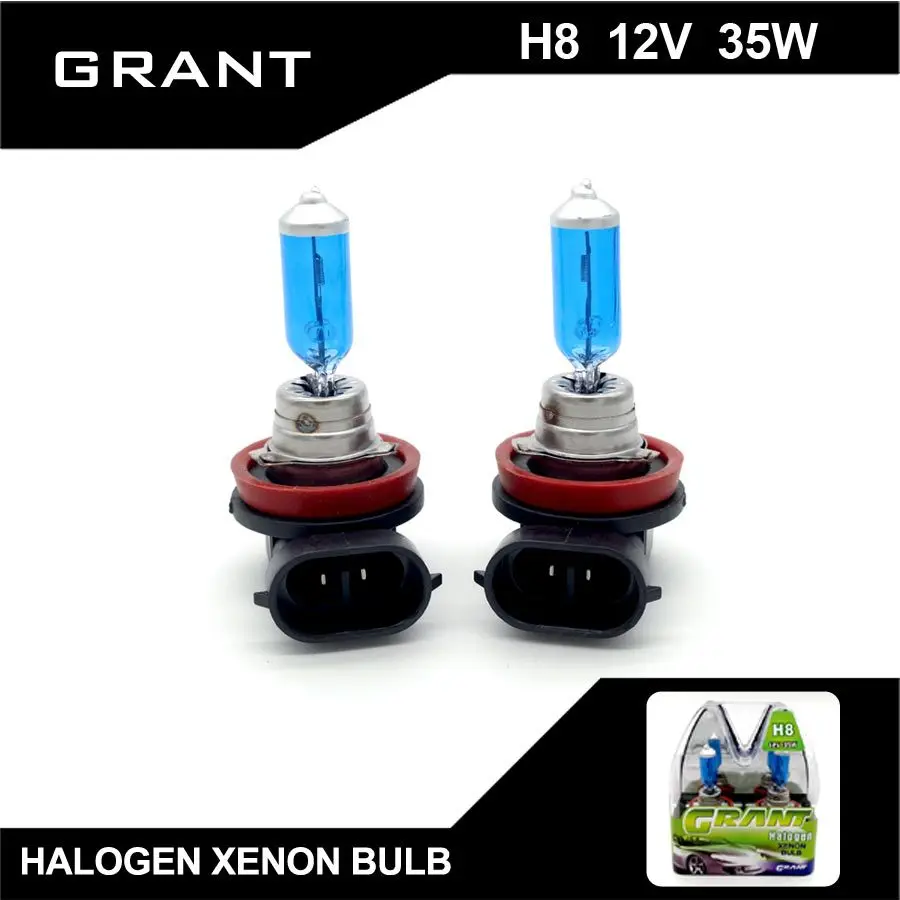 GRANT 1Set 35W H8 Halogen Xenon Bulbs 12V 5000K Pure White Quartz Glass