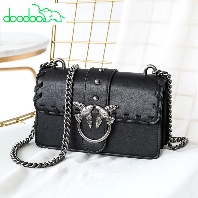

2018 Luxury Fashion Famous Brand Designer Women Leather Handbags Chain Rivet Shoulder Messenger Bags Black Clutches Channels Bag