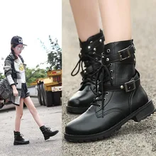 Г., новые модные ботинки с круглым носком в стиле панк, готика, ремни на шнуровке Женская обувь полуботинки Уличная обувь mujer zapatos