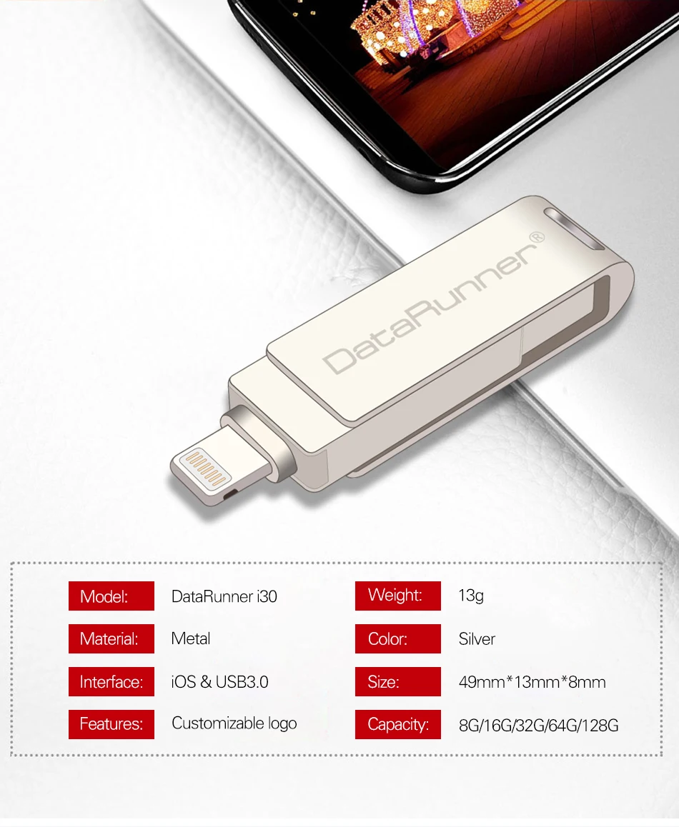 DataRunner OTG USB флеш-накопитель 128 ГБ USB флешка 3,0 флеш-накопитель 8 ГБ 16 ГБ 32 ГБ 64 ГБ флеш-накопитель USB 3,0 Флешка для iPhone/iPad/PC