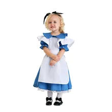 Детская одежда для девочек Алиса в стране чудес платье лолиты горничная Косплэй фантазийный, для карнавала костюмы на Хэллоуин для детей