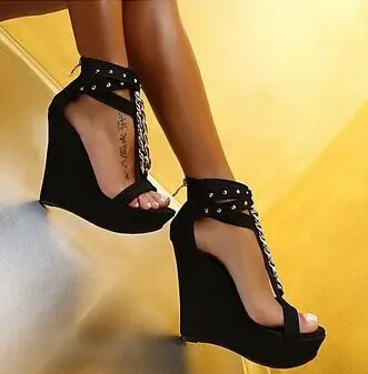 2016 rivets platform shoes woman high heels wedge sandals sapatos gladiator melissa zapatos mujer roman shoes cruel summer heels