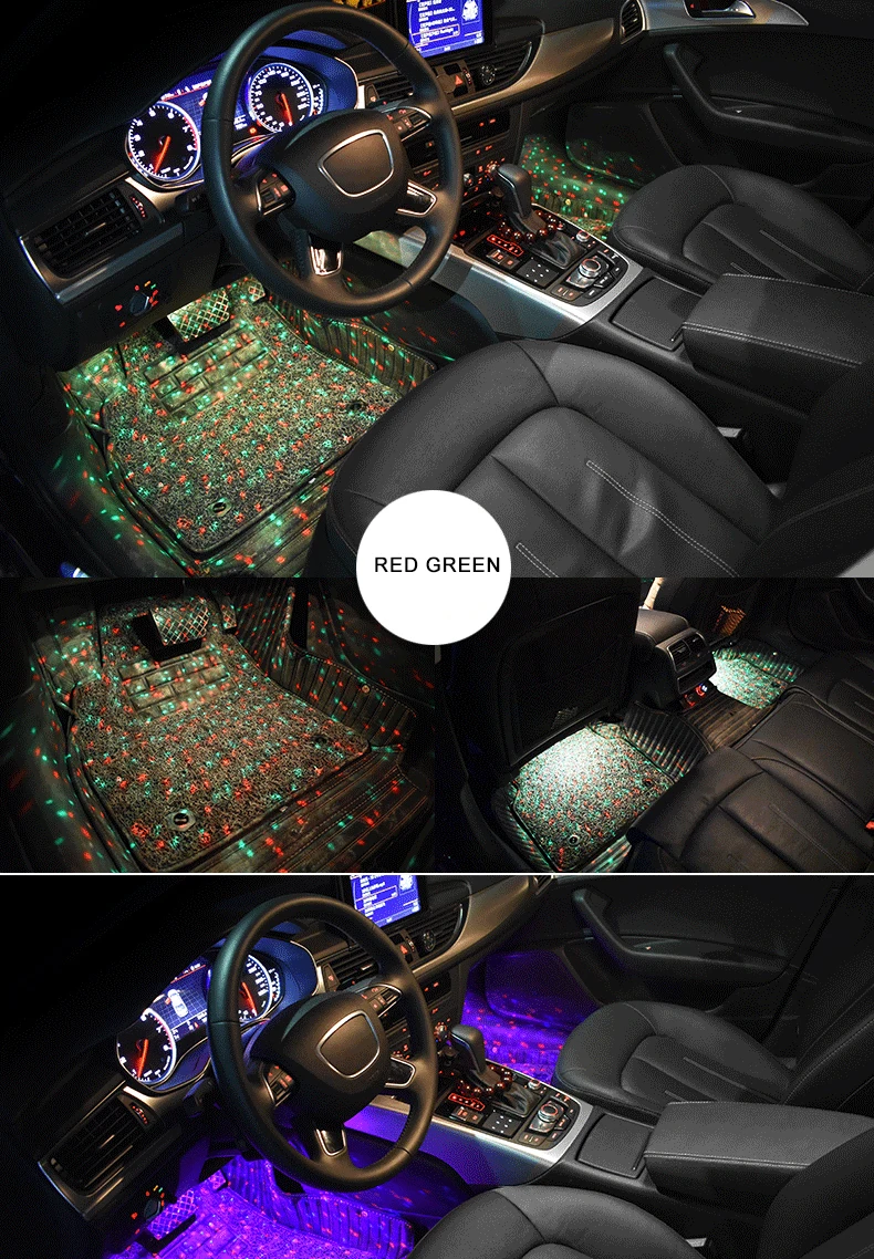 7 цветов, автомобильный Звездный светильник для ног, интерьерный неоновый атмосферный светильник, музыкальный голосовой контроль, USB светодиодный RGB Авто декоративный светильник