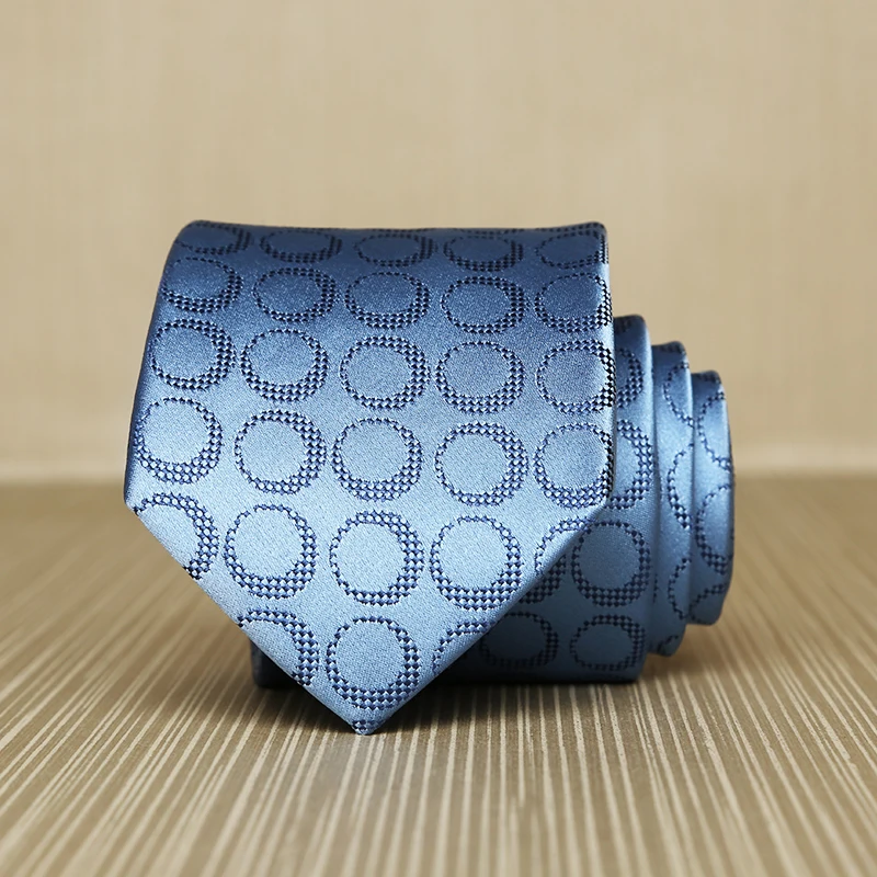High End 100% шёлк натуральный ткани галстук модельеров 2018 Новое поступление 7 см шеи галстук Роскошный шелк синий жаккард Тканые мужские