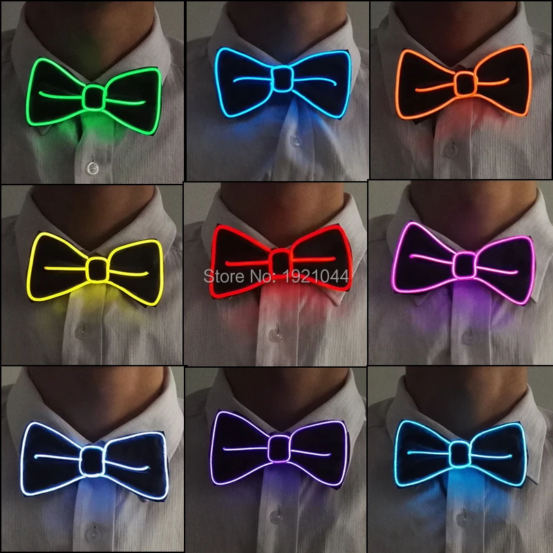 

2016 New Design Light White Color Fashion Light Up LED Bow Tie glowing EL wire Bow Tie For Evening Party,DJ,bar,club and Show