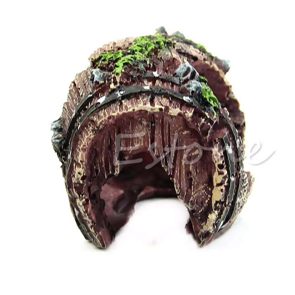 Hot Sale Aquarium Fish Tank Artificial Barrel Resin Ornament Cave Landscaping Decoration