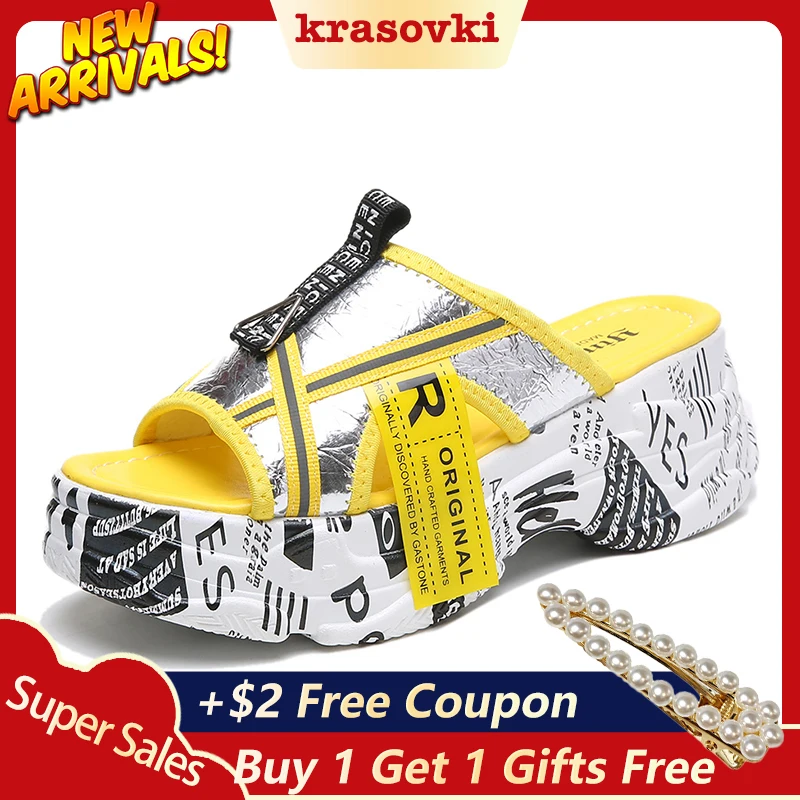 

Krasovki Thick Bottom Ladies Slipper Dropshipping Women Summer New Casual Waterproof Table Shoes Pine Cake Female Summer Outdoor