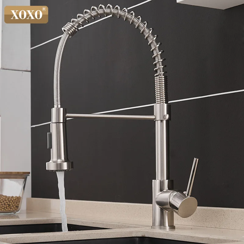  XOXO Kitchen Faucet Pull Out Cold and Hot Brushed Nickel Torneira Rotate Swivel 2-Function Water Ou - 32934963239