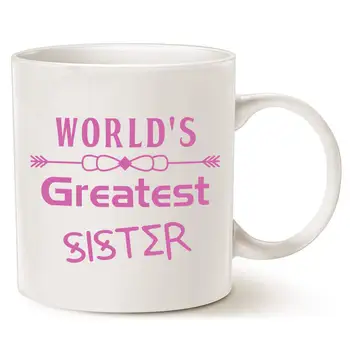 

Best Christmas Gifts Coffee Mug for Sister, Worlds Greatest Sister Unique Coffee Mug Gifts Cup White, 11 Oz