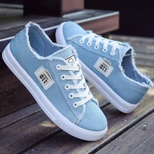 Женская Классическая обувь на плоской подошве; сезон весна-осень; Модная Джинсовая женская обувь; парусиновая обувь с круглым носком; Дизайнерские кроссовки; zapatillas mujer