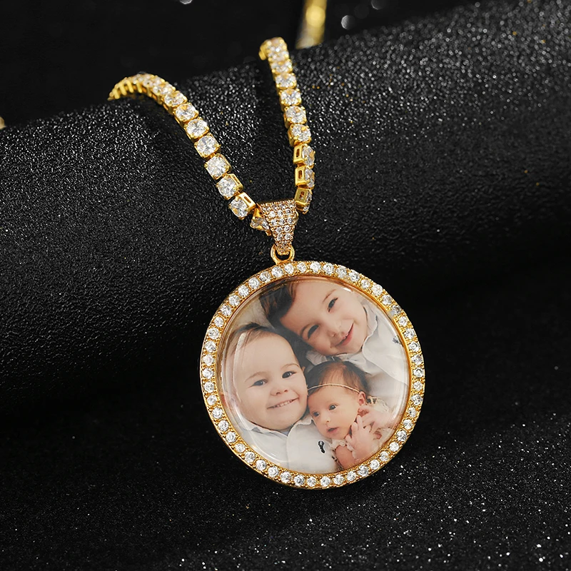 gold tennis chains photo necklace