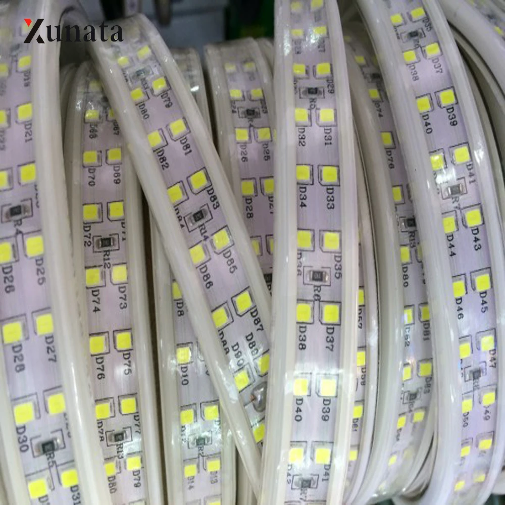 buy Double Row Led strip 220V 240v 2835 SMD 180Leds m Waterproof flexible tape lights Cold white warm white 1m 5m 10m 20m 50m