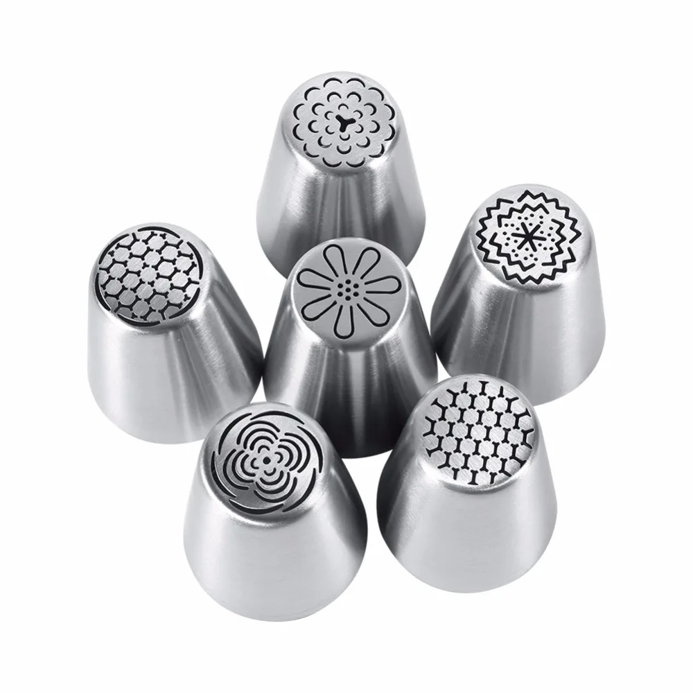 

6Pcs/set Russian Tulip Icing Piping Nozzles Cake Decoration Tips DIY 3D Flower Printer Nozzle Biscuits Sugarcraft Pastry Baking