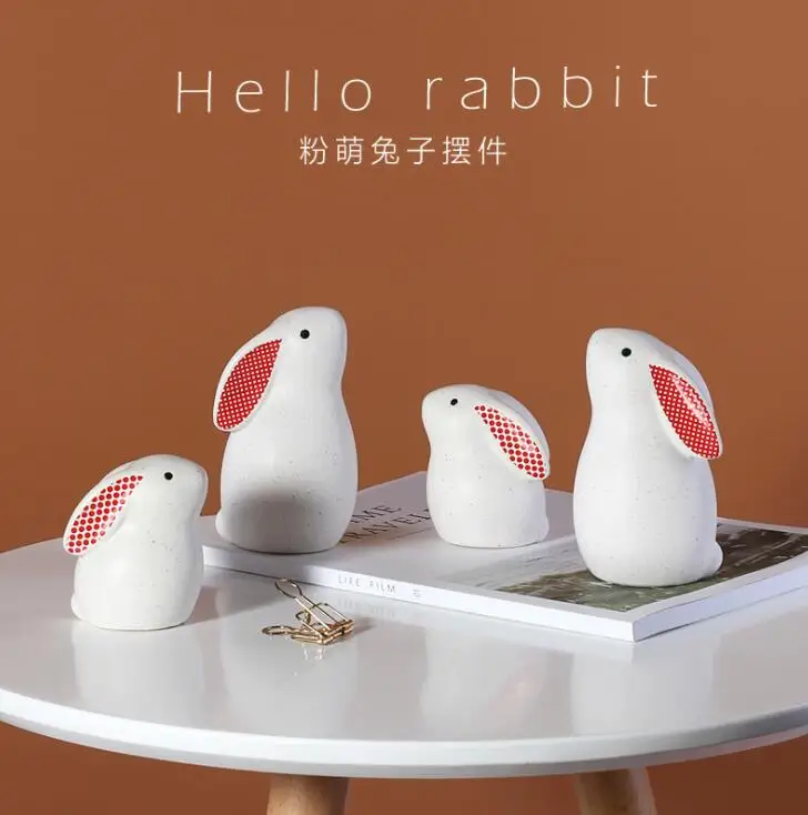 

Creative Ceramic Figurines rabbit easter Ornaments Crafts Vintage Cow Miniature bunny Box Home Decor Accessories Porcelain Gift
