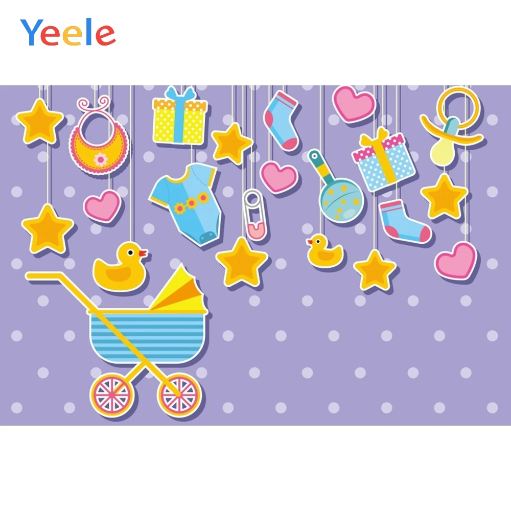 

Yeele Moon Star Present Baby Carriage Purple Girl Scene Photography Children Background Photographic Backdrop For Photo Studio