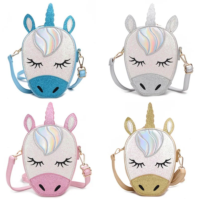 

New Girls Cute Handbags Women PU Leather Sequins Unicorn Crossbody Shoulder Bag Summer Ladies Phone Messenger Bags