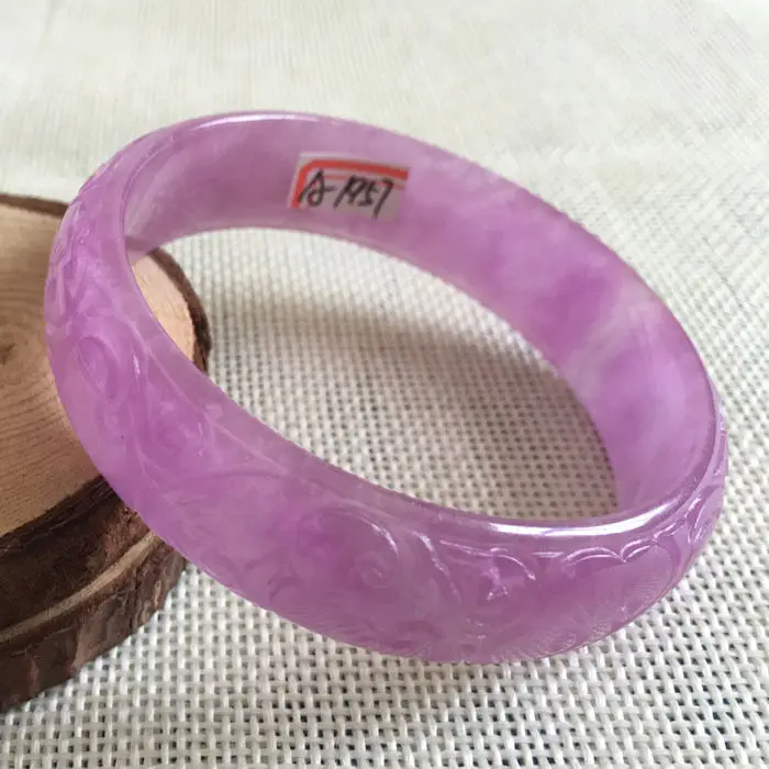 

A-1957 Chinese Hand-carved Lavende Purple Jadeite Jade Gems Bangle Bracelet 55mm 28% 10.13