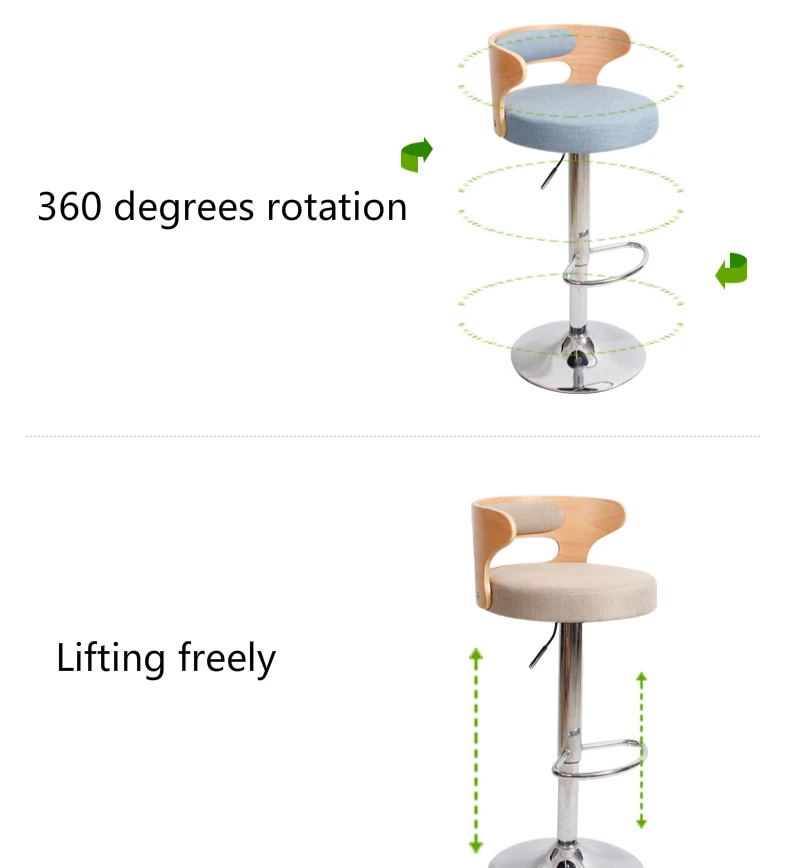 Простой стиль, многофункциональный барный стул со спинкой и подставкой для ног, поворачивается на передний стол, высокий стул