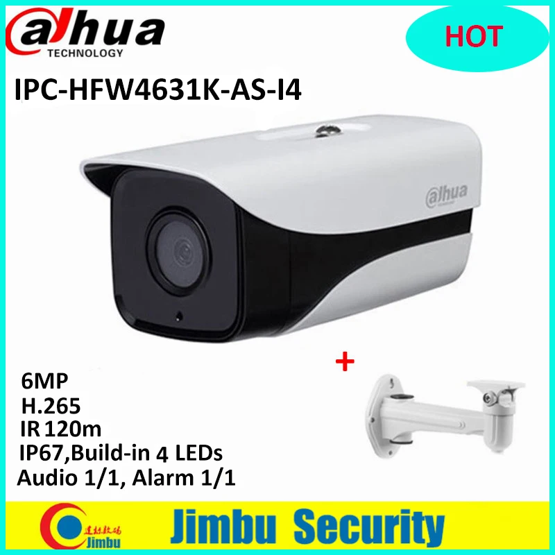 dahua alarm IPC-HFW4631K-AS-I4 6MP Stellar Bullet IP Camera H.265 IR120m built-in SD Card Audio Alarm interface IP67 POE Camera dahua ipc hfw4631k as i6 6mp ip camera built in sd card slot audio alarm interface ip67 ir150m poe camera internet camera