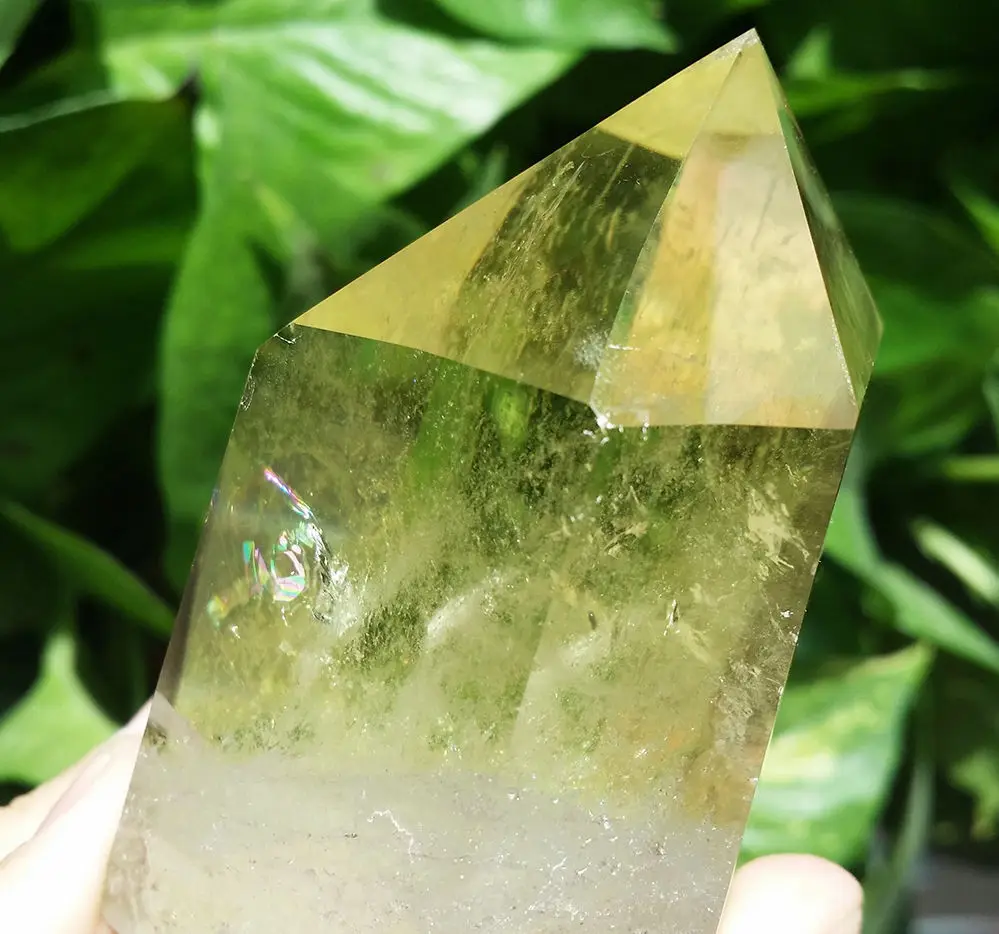 

huij 00609 Rainbow!! Natural Citrine quartz crystal point healing Bronze Statue