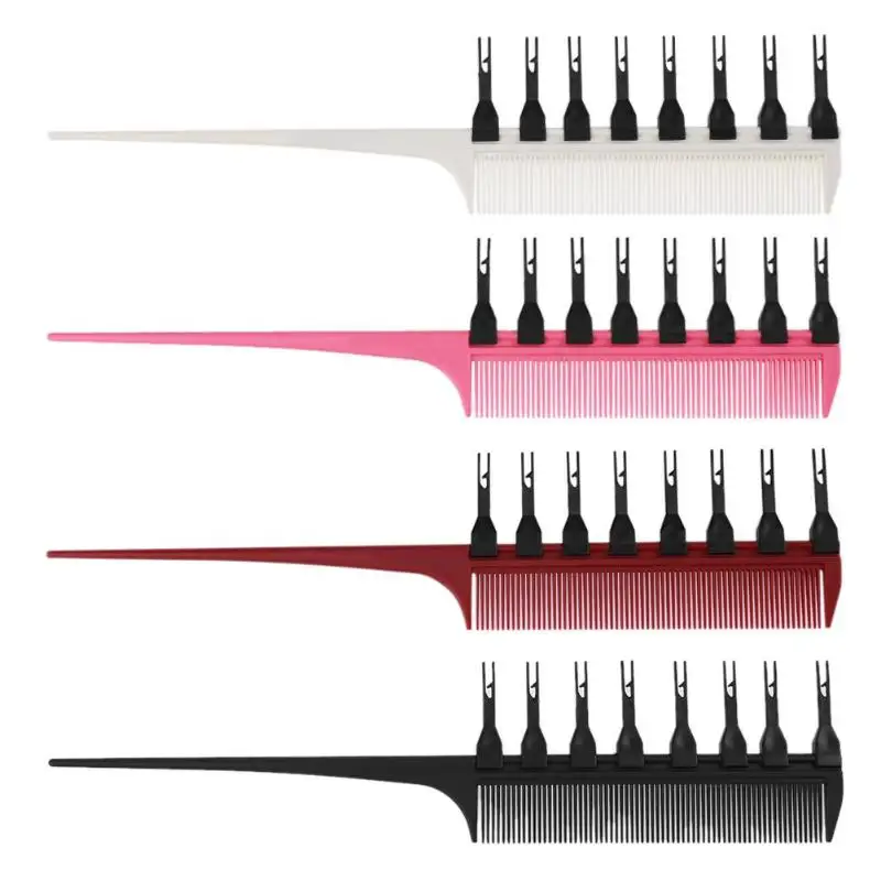

Plastic Detachable Fish Bone Comb Hair Dye Comb with Fine Teeth Salon Tools 4colors avaialble professional Hair Dyeing tool