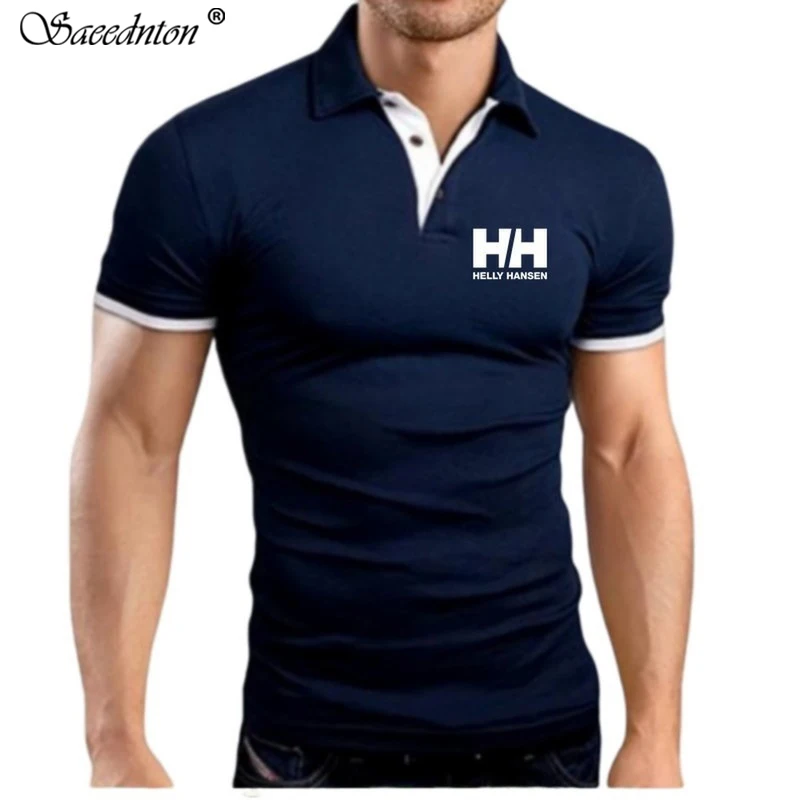 

2019 Summer New Fashion Letter Print Men Short Sleeve Cotton Polo Shirt Slim Fit Tops Tees Casual Classic Male Polo Shirts S-5XL