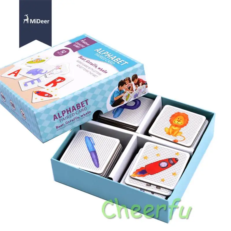 

MiDeer 52pcs Alphabet Paired Flash Cards For Children Educational Toys Associative Memory Match Game Cognitive Brain Training