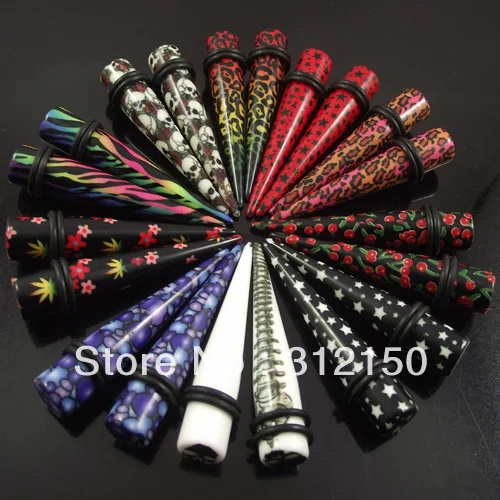 SaYao 120PCS Wholesale Colorful Design Ear Expander Ear Taper Stretchers Ear Plugs hot stamping Skull Flesh Tunnel Body