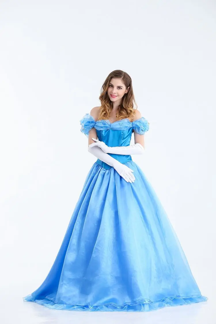Роскошный Костюм Золушки женское нарядное платье синий бальный костюм принцессы на Хэллоуин ролевые игры карнавальные Сексуальные вечерние