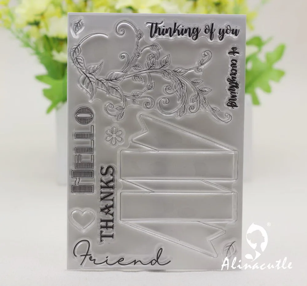 

AlinaCraft CLEAR STAMPS floral flowers leaf vine banner Scrapbooking Card paper craft silicon rubber roller transparent stamp