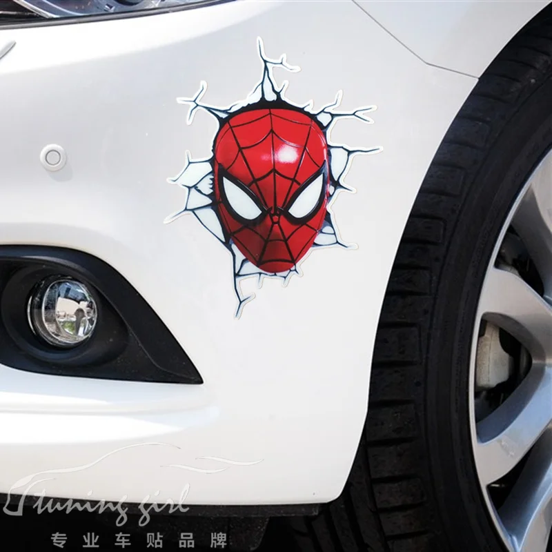 

Car Stickers Spider Man Avengers SHIELD 3D Lifelike Funny Creative Decals Reflective For Scratch Cover Auto Tuning Styling D15