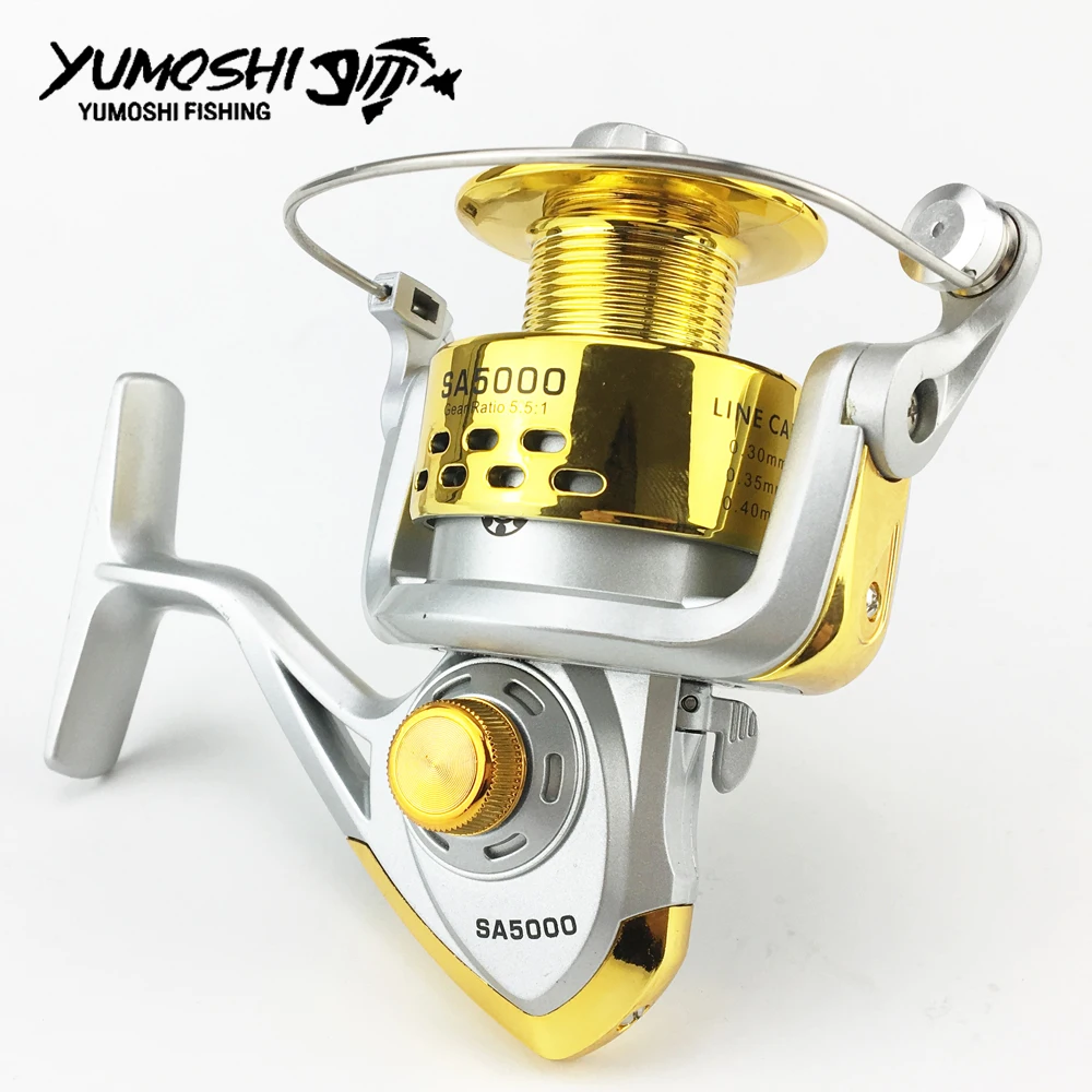 Yumoshi wheels fish spinning reel 5.5:1 12BB 1000-7000 series pesca carretilha peche Spinning wheel type Sea Rock lure fishing